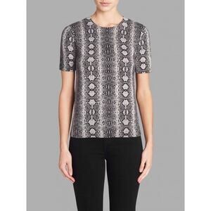 Rebecca Taylor Snakeskin Print Short Sleeve Thin Wool Sweater Size Small